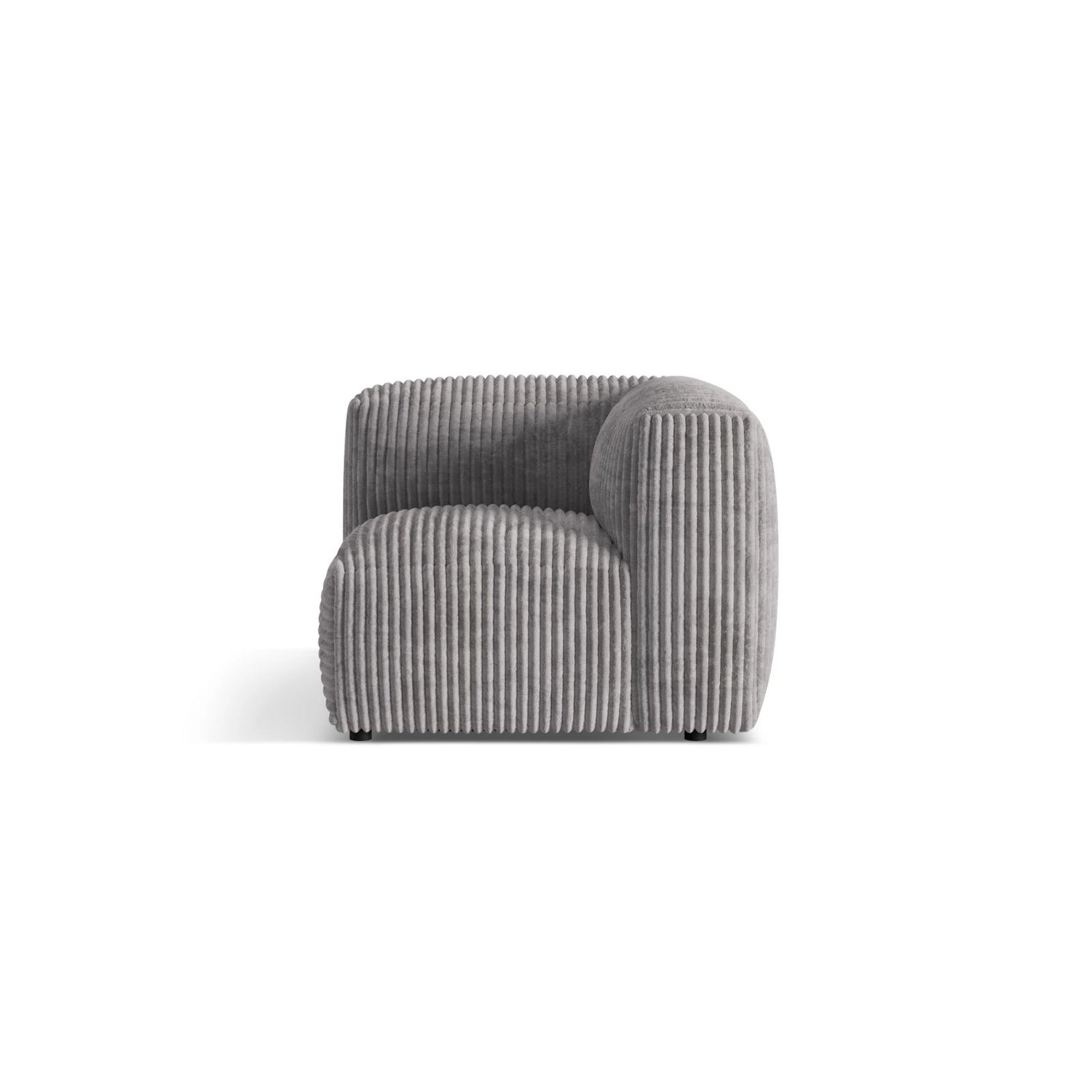 Martina Modulares Sofa Sitzelement, Linke Seite, Sitztiefe 76 cm, aus Cord in Hellgrau (Tilia 86), 106x106 cm von Micadoni – Bild 1