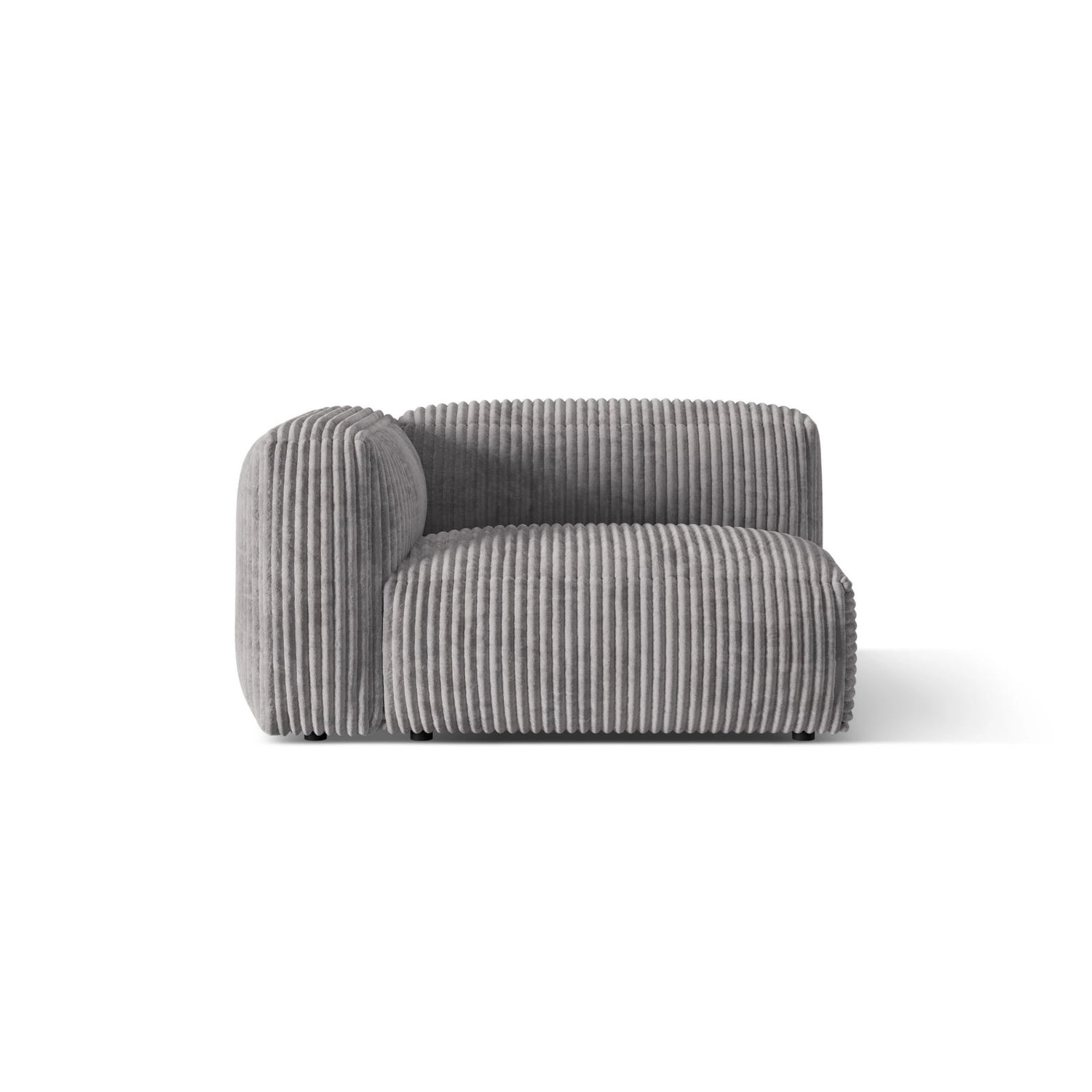 Martina Modulares Sofa Sitzelement, Linke Seite, Sitztiefe 76 cm, aus Cord in Hellgrau (Tilia 86), 120x106 cm von Micadoni – Bild 1