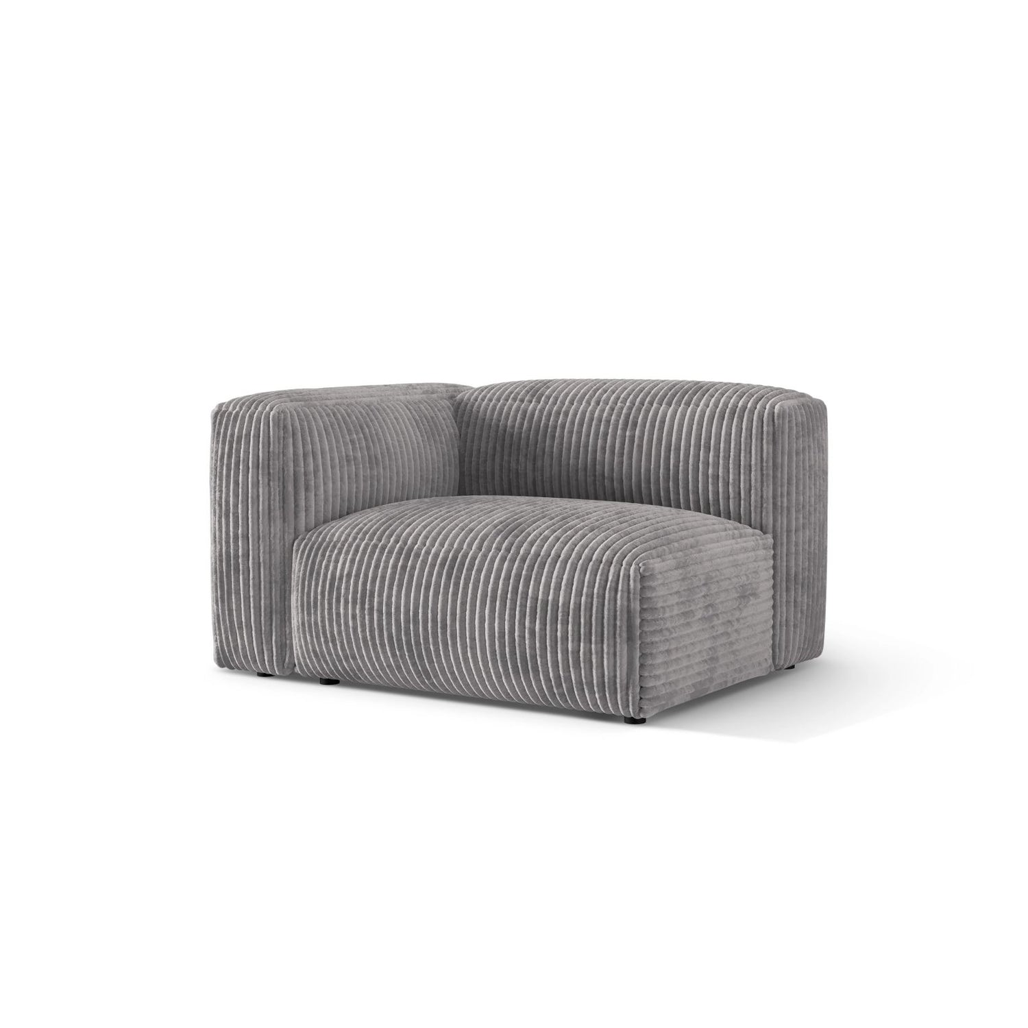 Martina Modulares Sofa Sitzelement, Linke Seite, Sitztiefe 76 cm, aus Cord in Hellgrau (Tilia 86), 120x106 cm von Micadoni – Bild 3