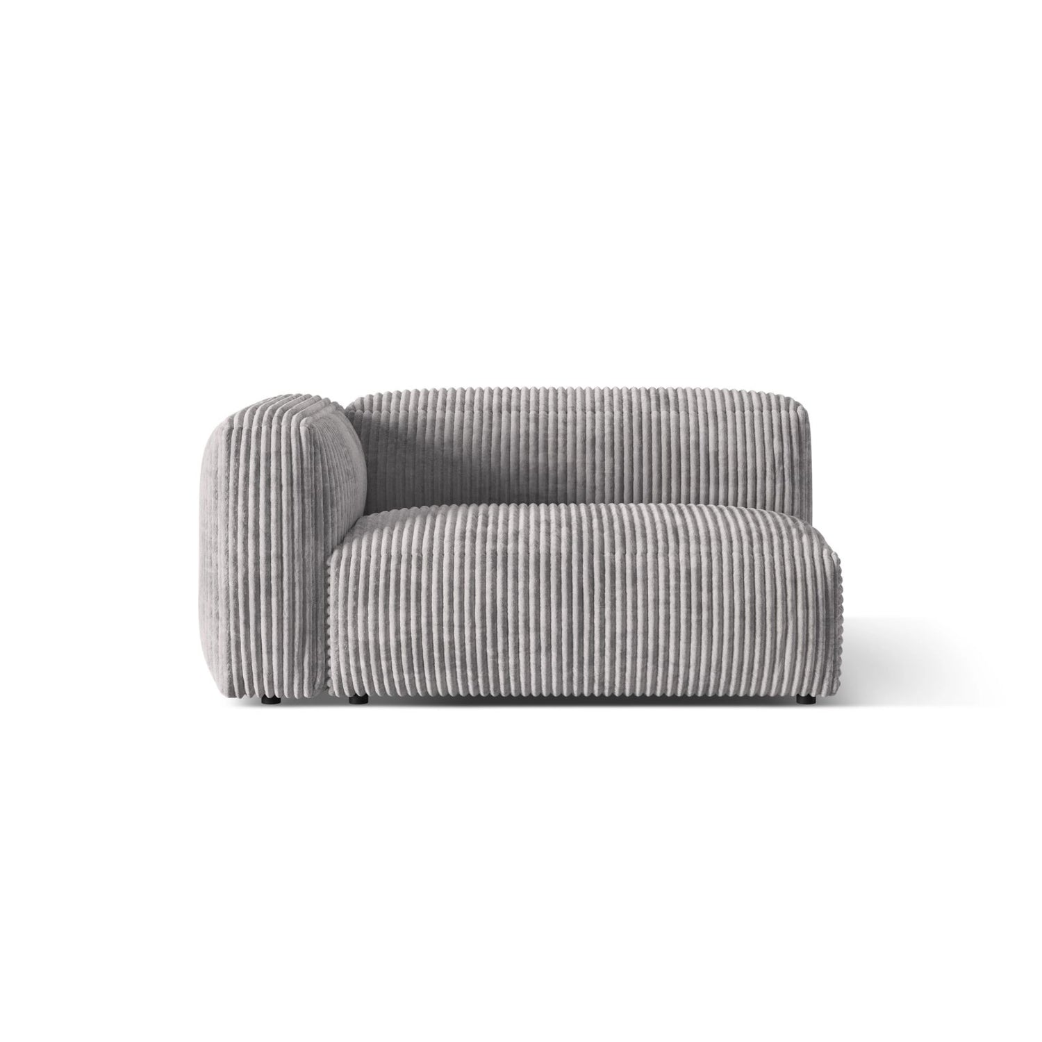 Martina Modulares Sofa Sitzelement, Linke Seite, Sitztiefe 76 cm, aus Cord in Hellgrau (Tilia 86), 160x106 cm von Micadoni – Bild 1
