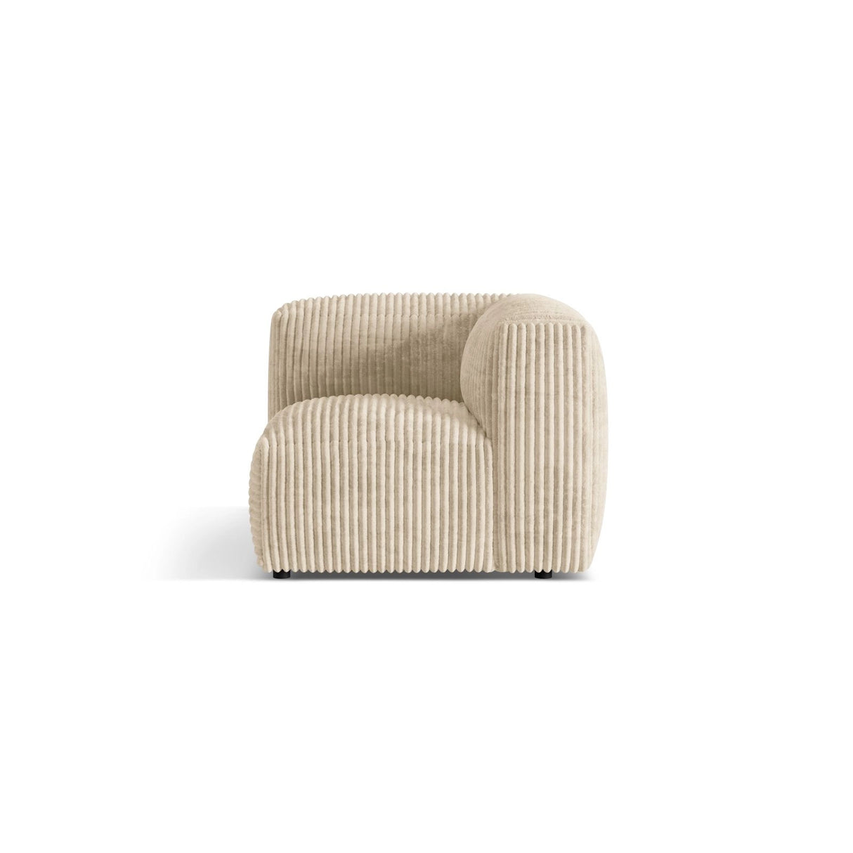 Martina Modulares Sofa Sitzelement, Linke Seite, Sitztiefe 76 cm, aus Cord in Leichtes Beige (Tilia 03), 106x106 cm von Micadoni – Bild 1