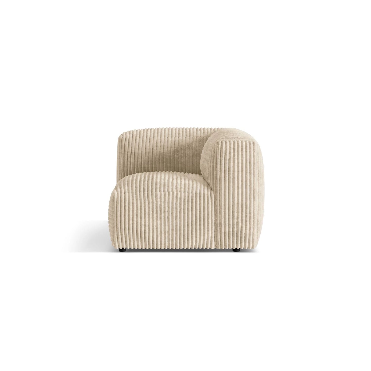 Martina Modulares Sofa Sitzelement, Linke Seite, Sitztiefe 76 cm, aus Cord in Leichtes Beige (Tilia 03), 106x106 cm von Micadoni – Bild 1