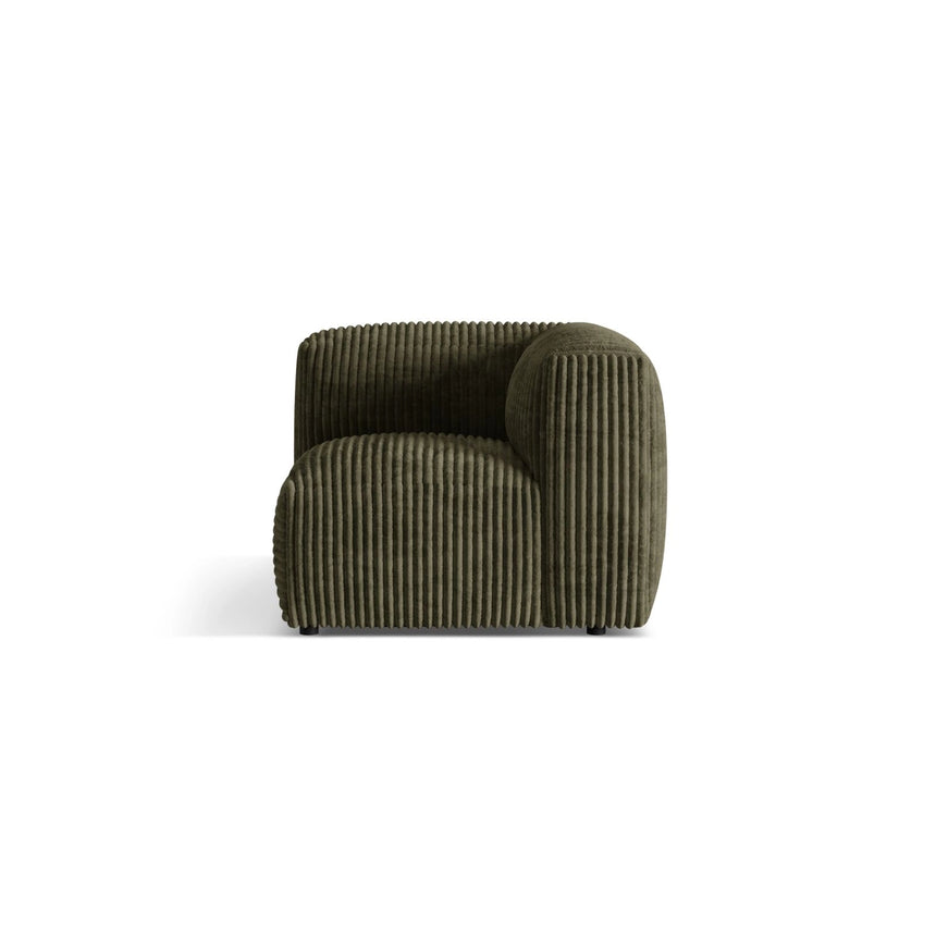 Martina Modulares Sofa Sitzelement, Linke Seite, Sitztiefe 76 cm, aus Cord in Moosgrün (Tilia 37), 106x106 cm von Micadoni – Bild 1