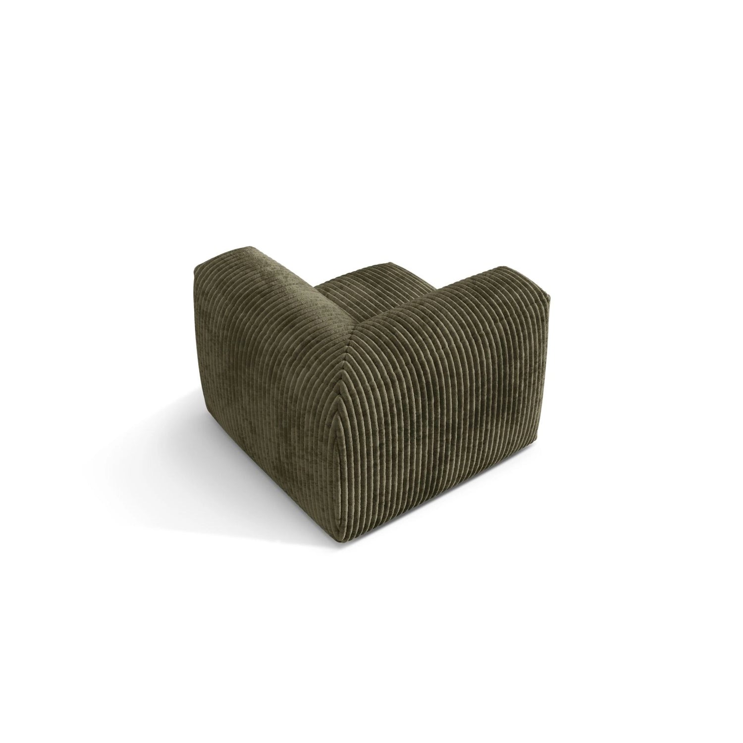 Martina Modulares Sofa Sitzelement, Linke Seite, Sitztiefe 76 cm, aus Cord in Moosgrün (Tilia 37), 106x106 cm von Micadoni – Bild 4