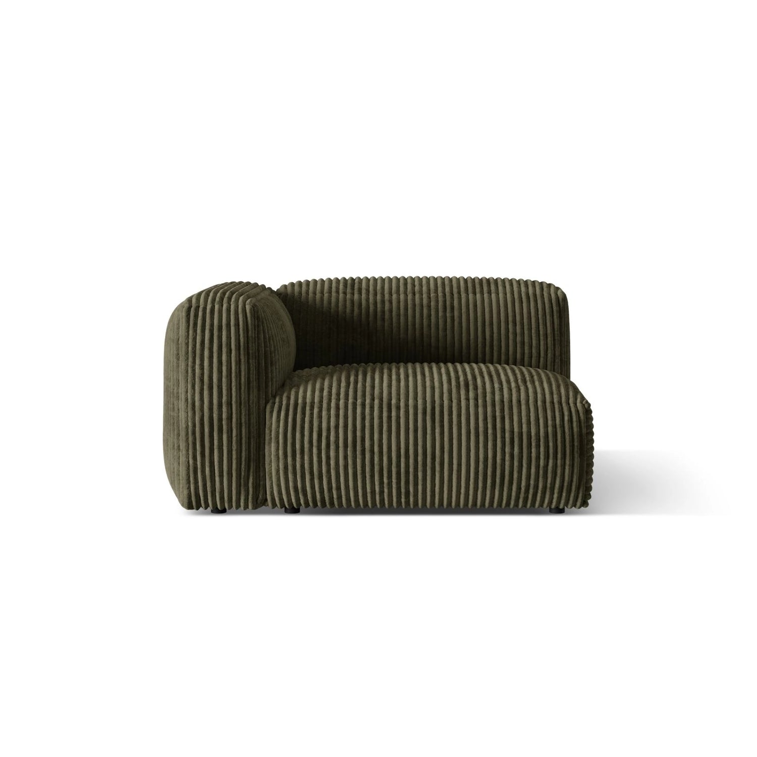 Martina Modulares Sofa Sitzelement, Linke Seite, Sitztiefe 76 cm, aus Cord in Moosgrün (Tilia 37), 120x106 cm von Micadoni – Bild 1