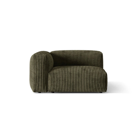 Martina Modulares Sofa Sitzelement, Linke Seite, Sitztiefe 76 cm, aus Cord in Moosgrün (Tilia 37), 120x106 cm von Micadoni – Bild 1