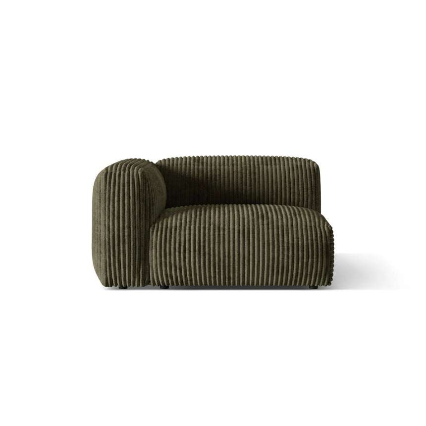 Martina Modulares Sofa Sitzelement, Linke Seite, Sitztiefe 76 cm, aus Cord in Moosgrün (Tilia 37), 120x106 cm von Micadoni – Bild 1