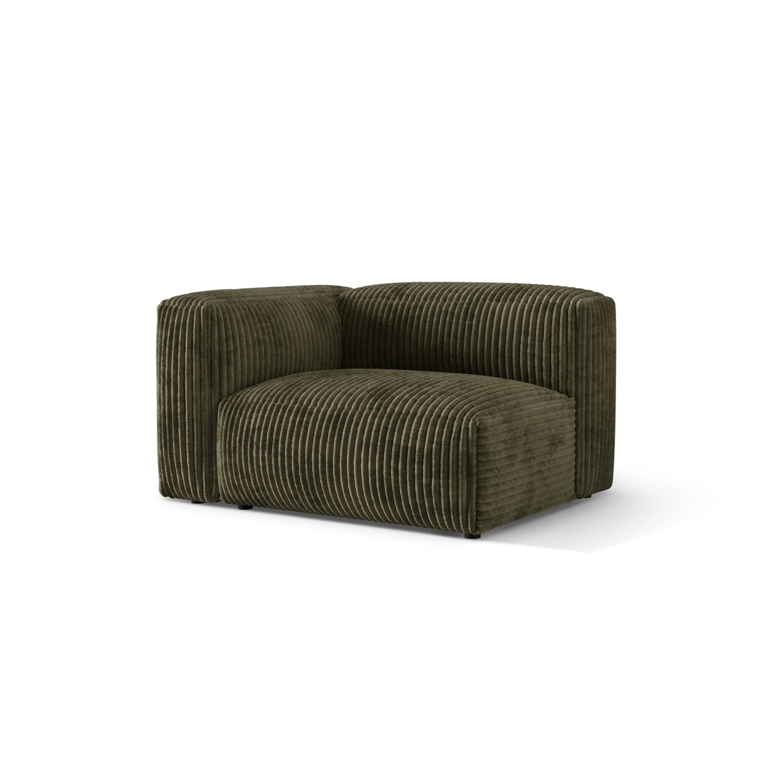 Martina Modulares Sofa Sitzelement, Linke Seite, Sitztiefe 76 cm, aus Cord in Moosgrün (Tilia 37), 120x106 cm von Micadoni – Bild 3
