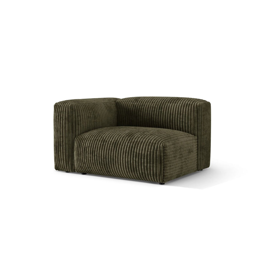 Martina Modulares Sofa Sitzelement, Linke Seite, Sitztiefe 76 cm, aus Cord in Moosgrün (Tilia 37), 120x106 cm von Micadoni – Bild 3
