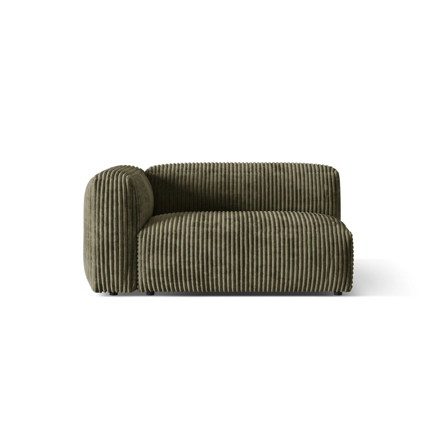 Martina Modulares Sofa Sitzelement, Linke Seite, Sitztiefe 76 cm, aus Cord in Moosgrün (Tilia 37), 160x106 cm von Micadoni – Bild 1