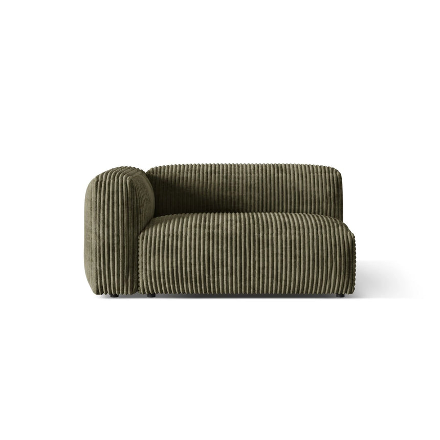 Martina Modulares Sofa Sitzelement, Linke Seite, Sitztiefe 76 cm, aus Cord in Moosgrün (Tilia 37), 160x106 cm von Micadoni – Bild 1