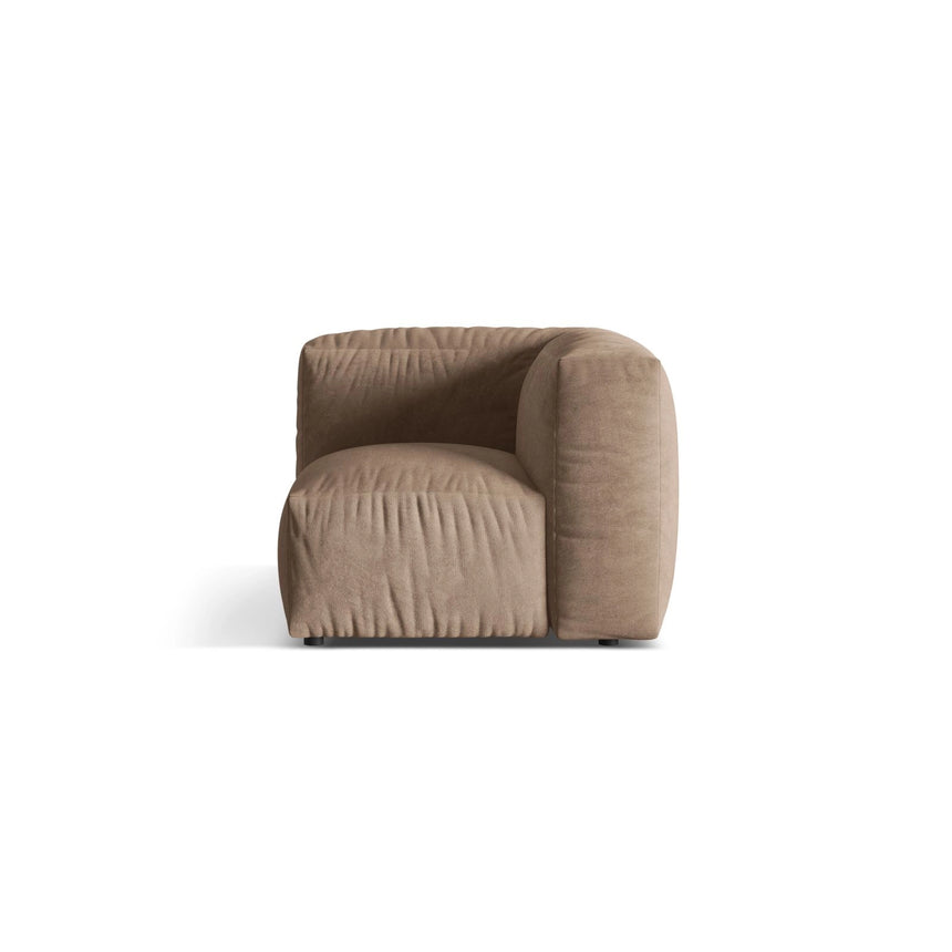 Martina Modulares Sofa Sitzelement, Linke Seite, Sitztiefe 76 cm, aus Samt in Dunkelbeige (Vogue 3), 106x106 cm von Micadoni – Bild 1