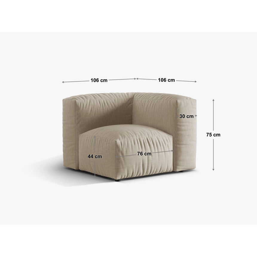 Martina Modulares Sofa Sitzelement, Linke Seite, Sitztiefe 76 cm, aus Samt in Dunkelbeige (Vogue 3), 106x106 cm von Micadoni – Bild 2