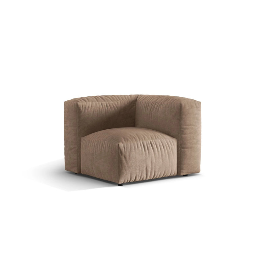Martina Modulares Sofa Sitzelement, Linke Seite, Sitztiefe 76 cm, aus Samt in Dunkelbeige (Vogue 3), 106x106 cm von Micadoni – Bild 3