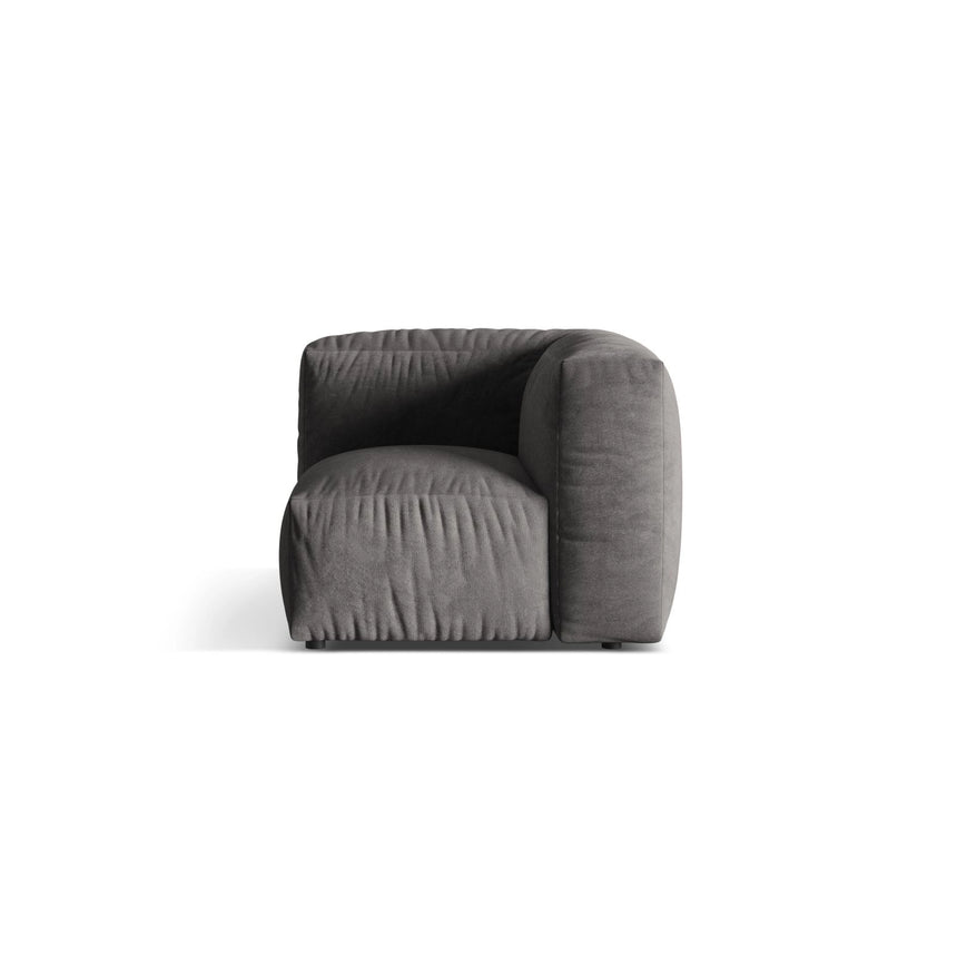 Martina Modulares Sofa Sitzelement, Linke Seite, Sitztiefe 76 cm, aus Samt in Grau (Vogue 15), 106x106 cm von Micadoni – Bild 1