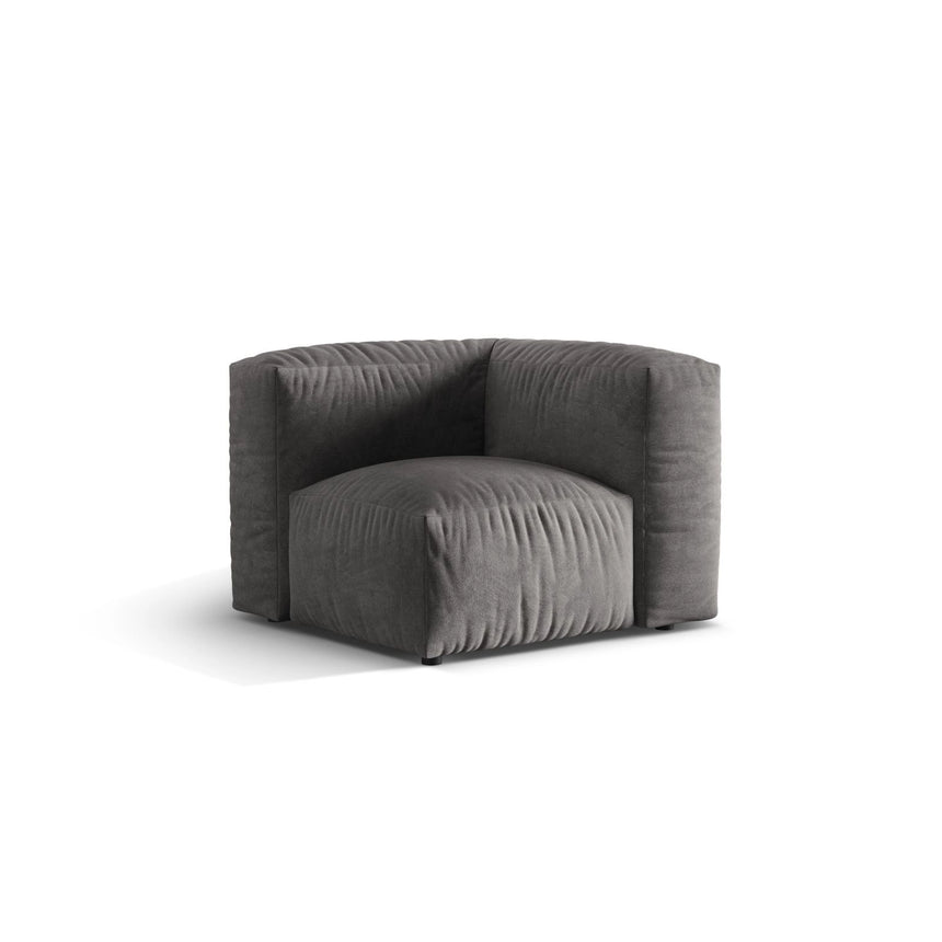 Martina Modulares Sofa Sitzelement, Linke Seite, Sitztiefe 76 cm, aus Samt in Grau (Vogue 15), 106x106 cm von Micadoni – Bild 3