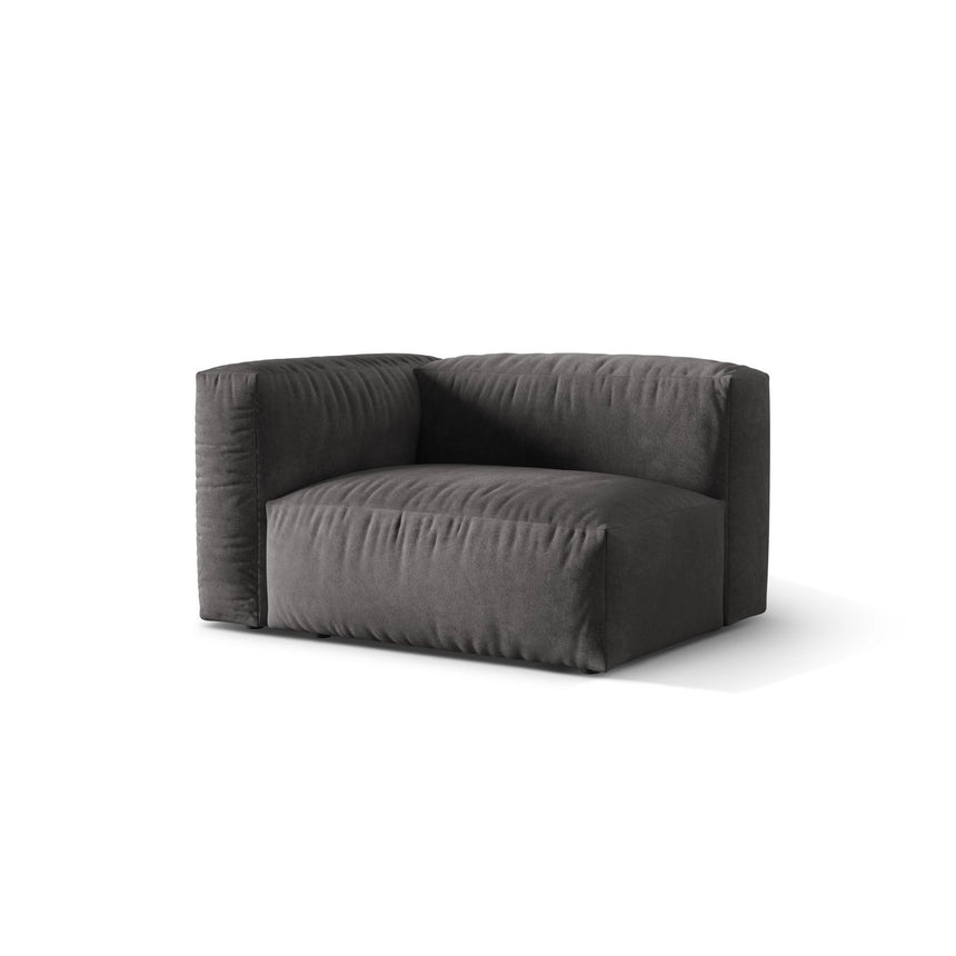 Martina Modulares Sofa Sitzelement, Linke Seite, Sitztiefe 76 cm, aus Samt in Grau (Vogue 15), 120x106 cm von Micadoni – Bild 3