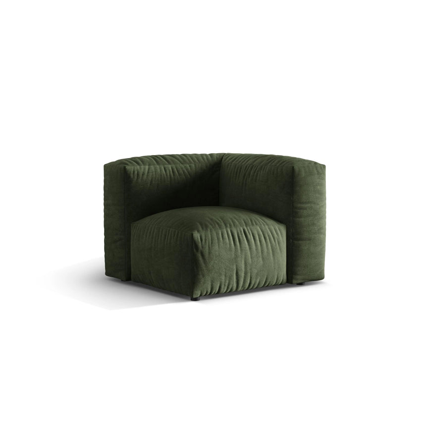 Martina Modulares Sofa Sitzelement, Linke Seite, Sitztiefe 76 cm, aus Samt in Grün (Vogue 11), 106x106 cm von Micadoni – Bild 3