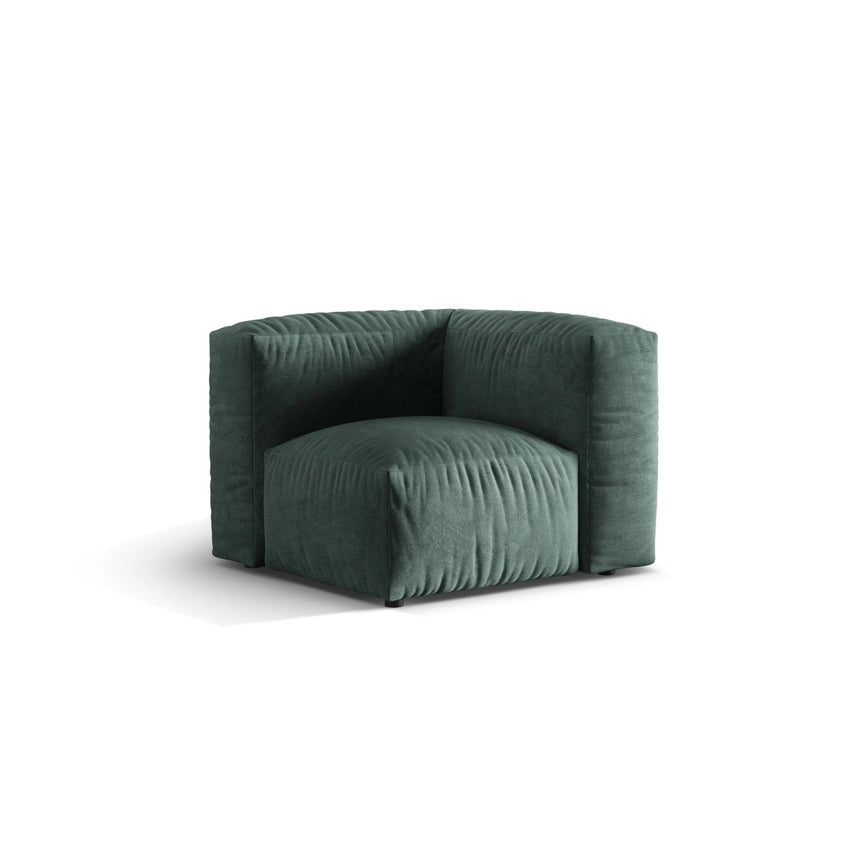 Martina Modulares Sofa Sitzelement, Linke Seite, Sitztiefe 76 cm, aus Samt in Petrol (Vogue 12), 106x106 cm von Micadoni – Bild 3