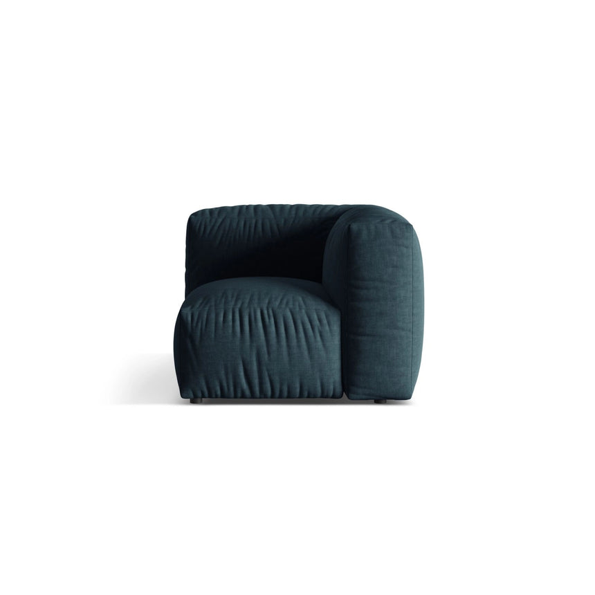Martina Modulares Sofa Sitzelement, Linke Seite, Sitztiefe 76 cm, aus Strukturierter Stoff in Blau Jeans (Boston Ocean), 106x106 cm von Micadoni – Bild 1