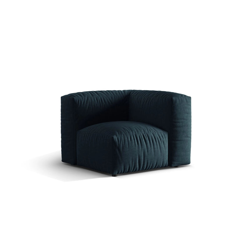 Martina Modulares Sofa Sitzelement, Linke Seite, Sitztiefe 76 cm, aus Strukturierter Stoff in Blau Jeans (Boston Ocean), 106x106 cm von Micadoni – Bild 3