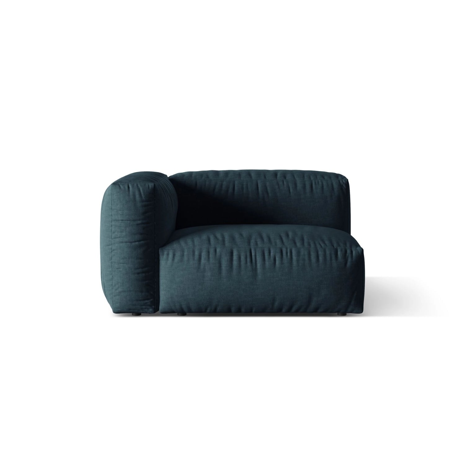 Martina Modulares Sofa Sitzelement, Linke Seite, Sitztiefe 76 cm, aus Strukturierter Stoff in Blau Jeans (Boston Ocean), 120x106 cm von Micadoni – Bild 1