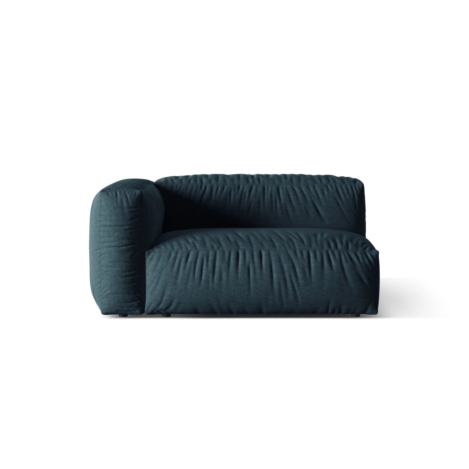 Martina Modulares Sofa Sitzelement, Linke Seite, Sitztiefe 76 cm, aus Strukturierter Stoff in Blau Jeans (Boston Ocean), 160x106 cm von Micadoni – Bild 1