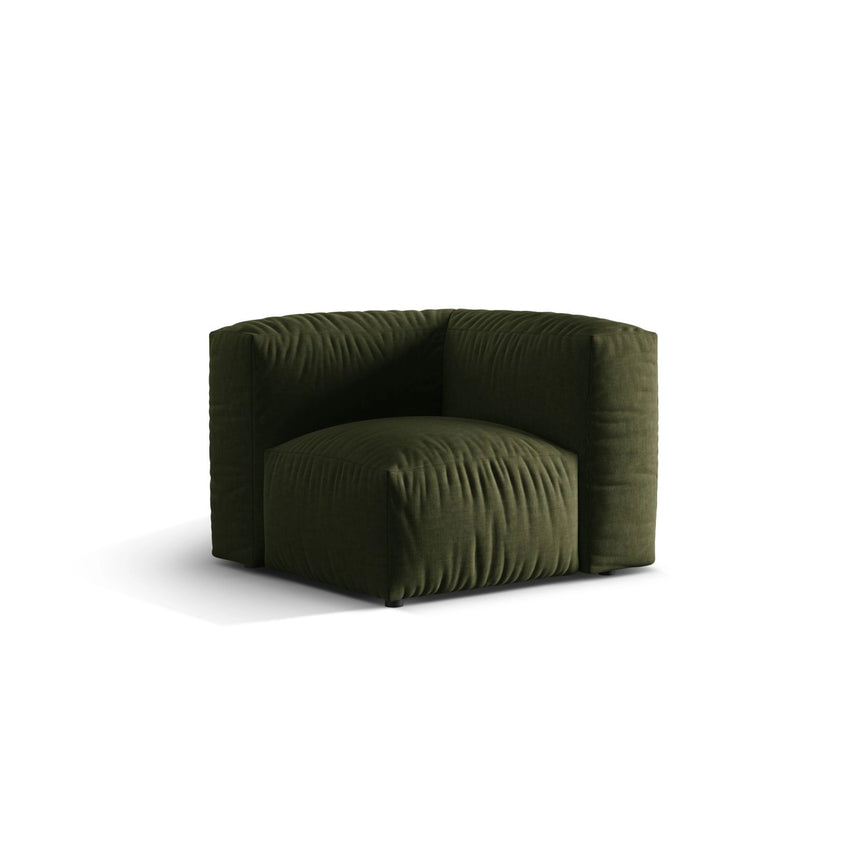 Martina Modulares Sofa Sitzelement, Linke Seite, Sitztiefe 76 cm, aus Strukturierter Stoff in Grün (Boston Forest), 106x106 cm von Micadoni – Bild 3