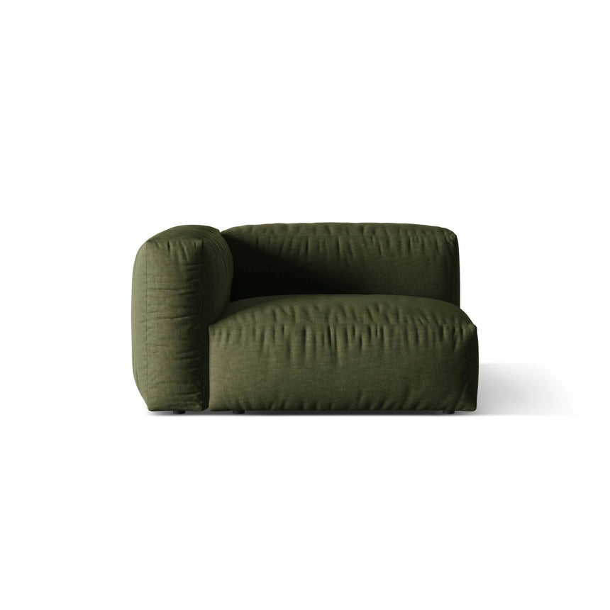 Martina Modulares Sofa Sitzelement, Linke Seite, Sitztiefe 76 cm, aus Strukturierter Stoff in Grün (Boston Forest), 120x106 cm von Micadoni – Bild 1