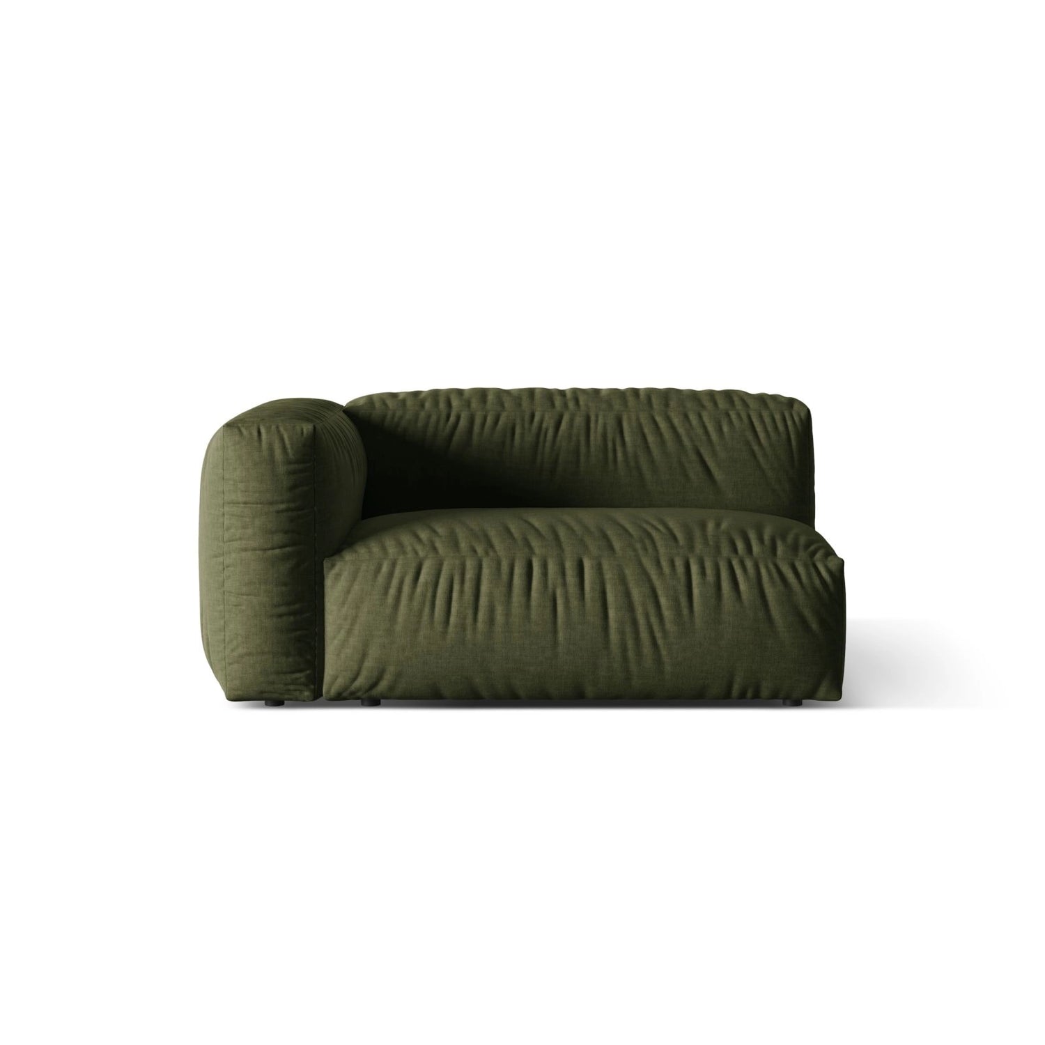 Martina Modulares Sofa Sitzelement, Linke Seite, Sitztiefe 76 cm, aus Strukturierter Stoff in Grün (Boston Forest), 160x106 cm von Micadoni – Bild 1