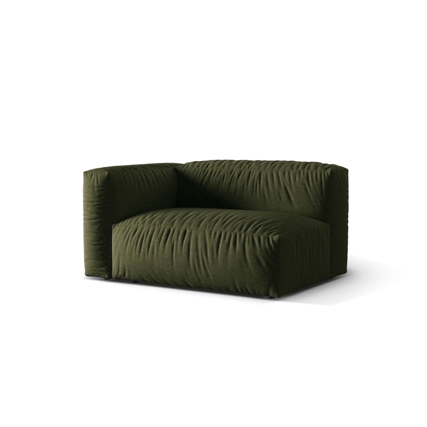 Martina Modulares Sofa Sitzelement, Linke Seite, Sitztiefe 76 cm, aus Strukturierter Stoff in Grün (Boston Forest), 160x106 cm von Micadoni – Bild 3