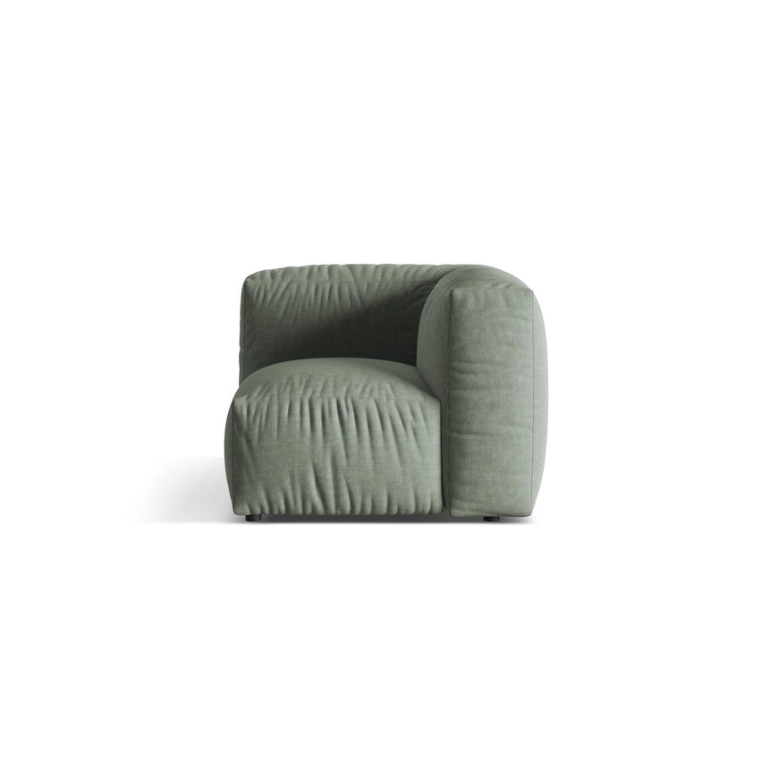 Martina Modulares Sofa Sitzelement, Linke Seite, Sitztiefe 76 cm, aus Strukturierter Stoff in Moosgrün (Boston Water Green), 106x106 cm von Micadoni – Bild 1