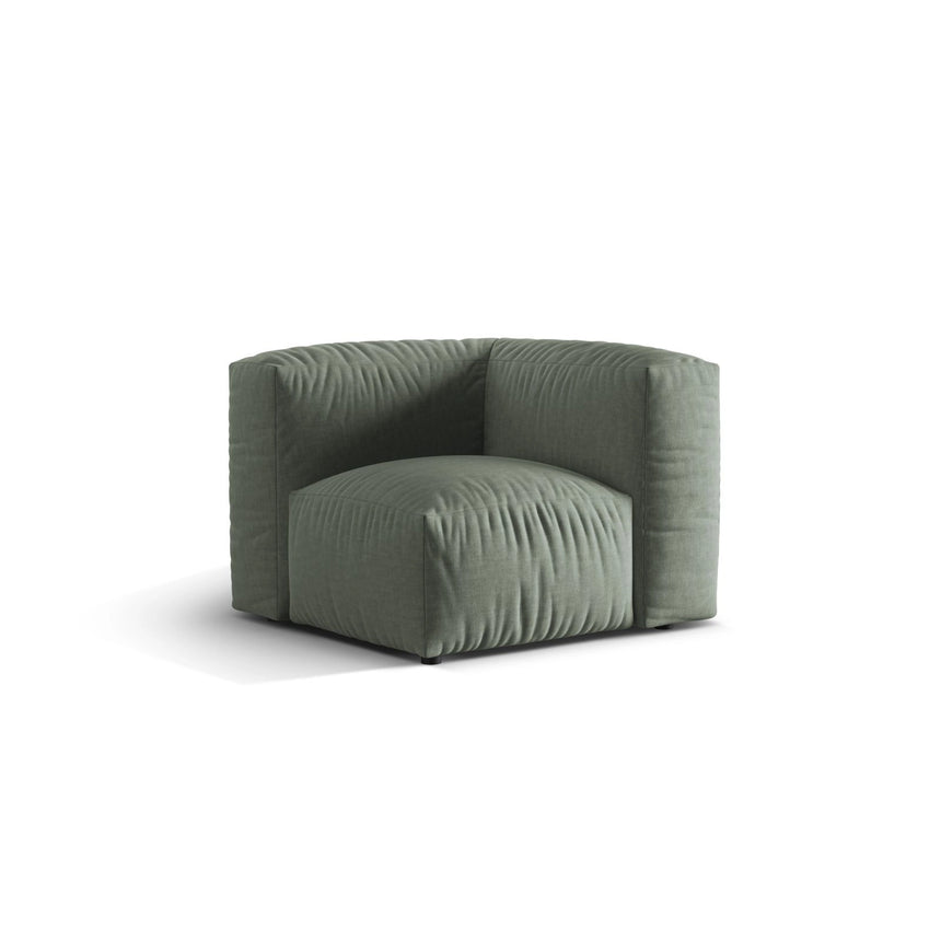 Martina Modulares Sofa Sitzelement, Linke Seite, Sitztiefe 76 cm, aus Strukturierter Stoff in Moosgrün (Boston Water Green), 106x106 cm von Micadoni – Bild 3