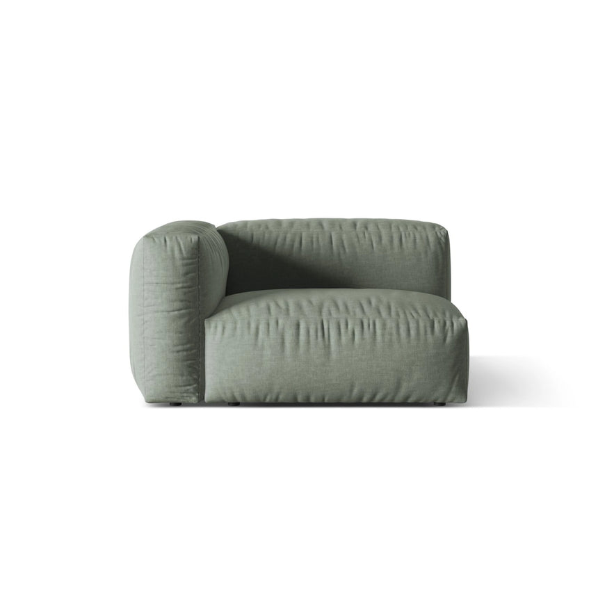Martina Modulares Sofa Sitzelement, Linke Seite, Sitztiefe 76 cm, aus Strukturierter Stoff in Moosgrün (Boston Water Green), 120x106 cm von Micadoni – Bild 1