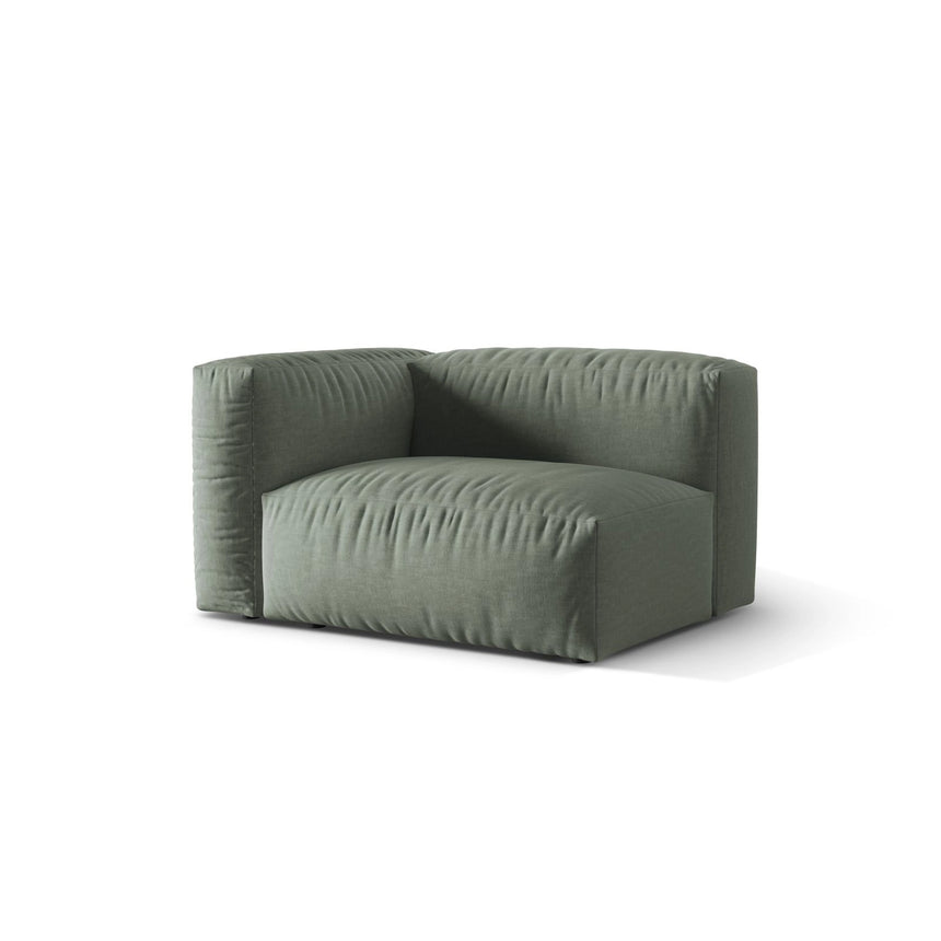 Martina Modulares Sofa Sitzelement, Linke Seite, Sitztiefe 76 cm, aus Strukturierter Stoff in Moosgrün (Boston Water Green), 120x106 cm von Micadoni – Bild 3
