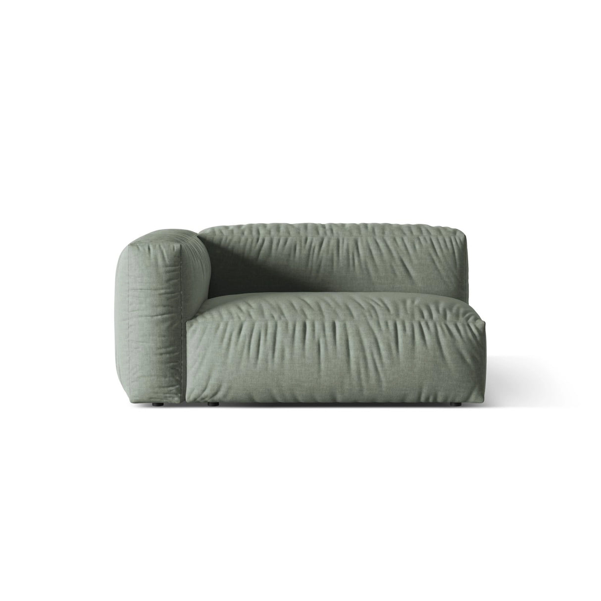 Martina Modulares Sofa Sitzelement, Linke Seite, Sitztiefe 76 cm, aus Strukturierter Stoff in Moosgrün (Boston Water Green), 160x106 cm von Micadoni – Bild 1