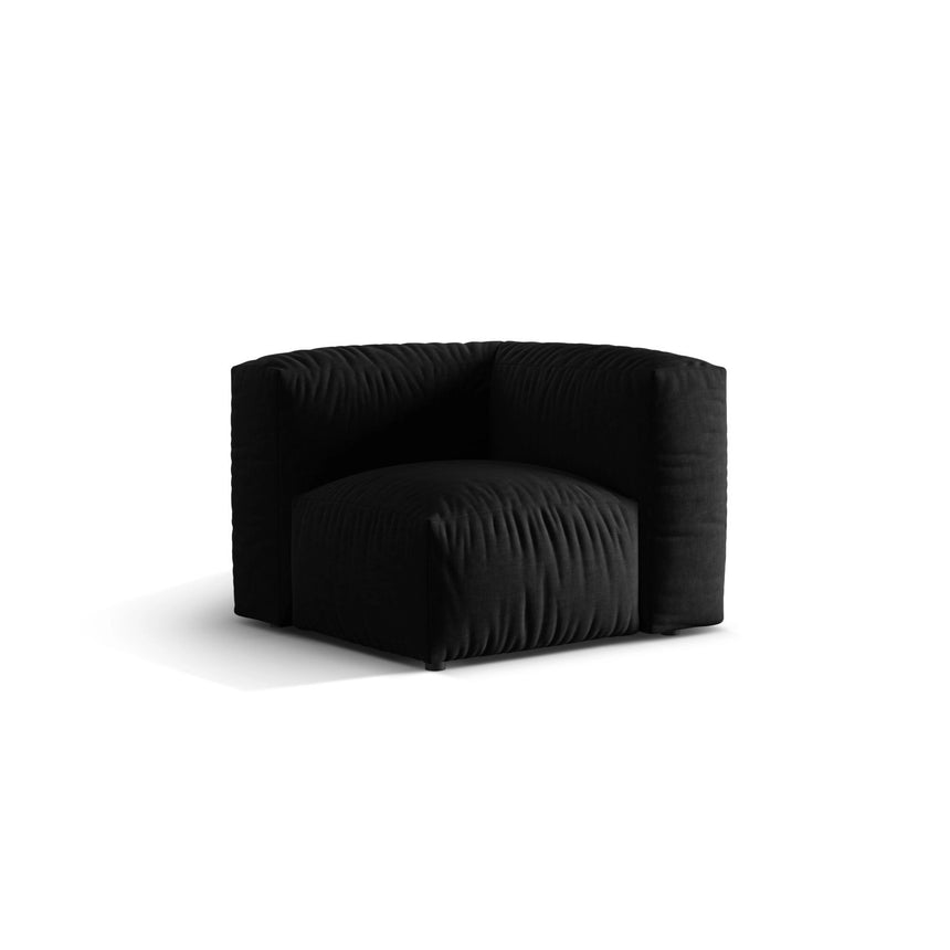 Martina Modulares Sofa Sitzelement, Linke Seite, Sitztiefe 76 cm, aus Strukturierter Stoff in Schwarz (Boston Black), 106x106 cm von Micadoni – Bild 3