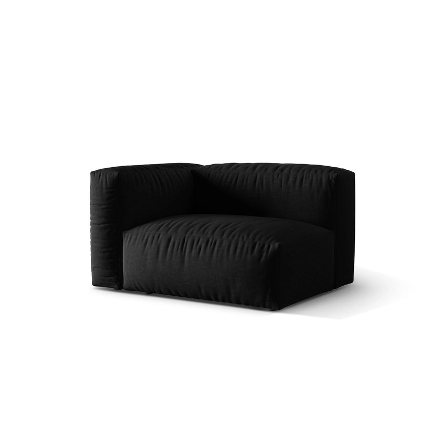 Martina Modulares Sofa Sitzelement, Linke Seite, Sitztiefe 76 cm, aus Strukturierter Stoff in Schwarz (Boston Black), 120x106 cm von Micadoni – Bild 3