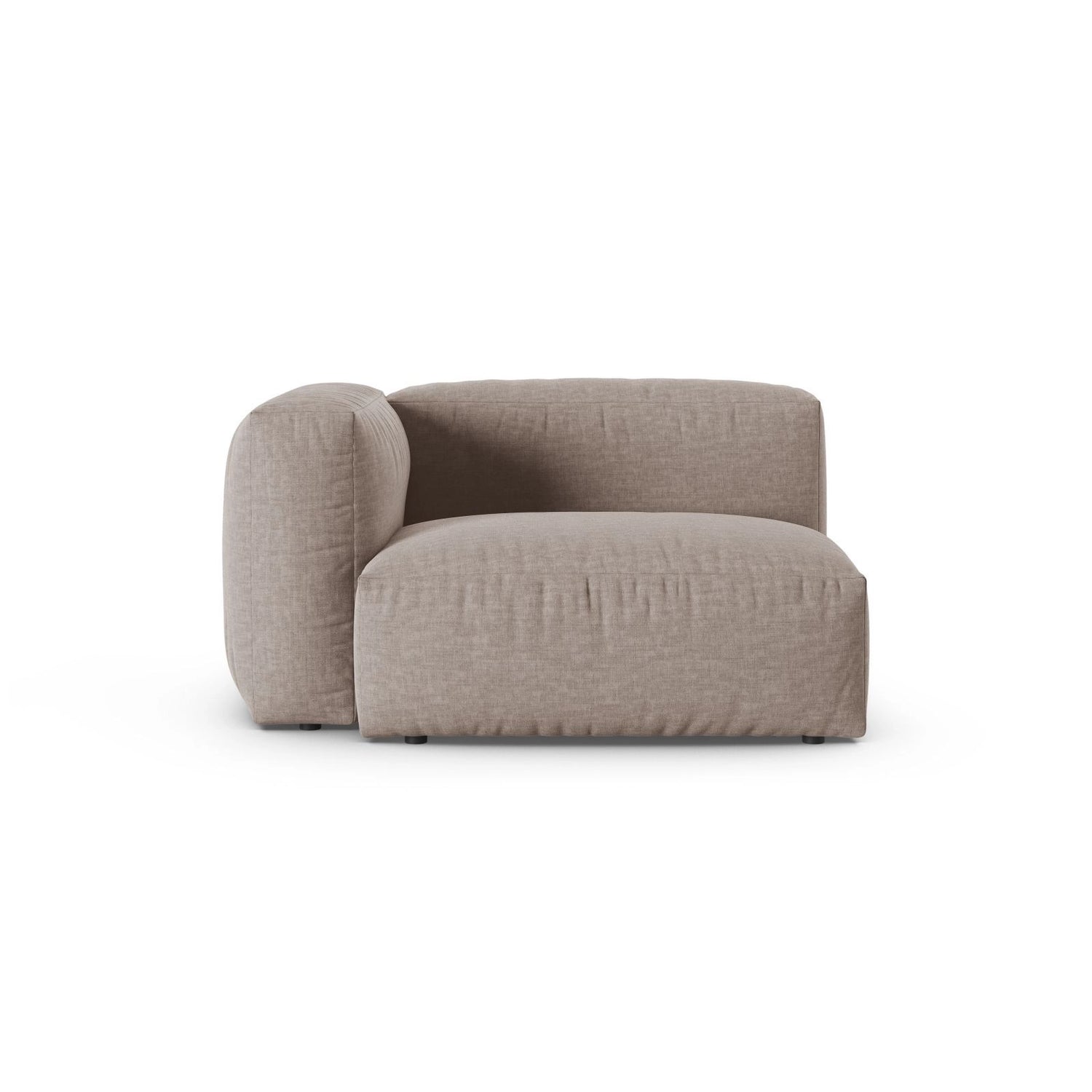Martina Modulares Sofa Sitzelement, Linke Seite, Sitztiefe 90 cm, aus Strukturierter Stoff in Dunkelbeige (Boston Trufa), 120x120 cm von Micadoni – Bild 1