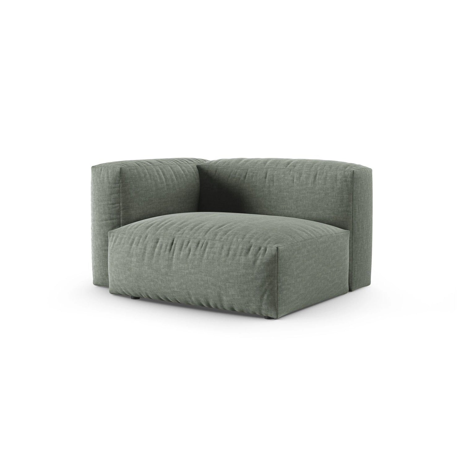 Martina Modulares Sofa Sitzelement, Linke Seite, Sitztiefe 90 cm, aus Strukturierter Stoff in Moosgrün (Boston Water Green), 120x120 cm von Micadoni – Bild 3