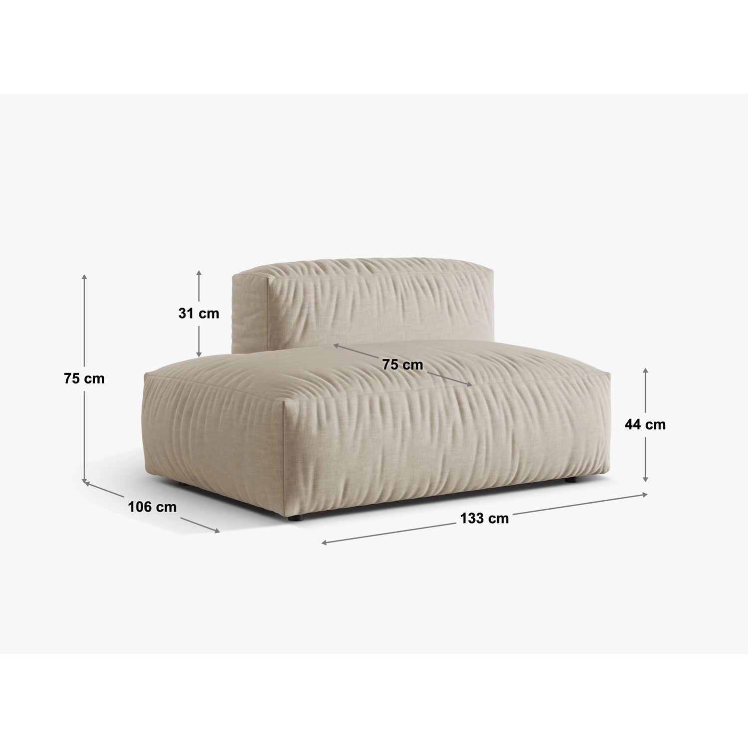 Martina Modulares Sofa Sitzelement, Linke Seite, aus Cord in Moosgrün (Tilia 37), 133x106 cm von Micadoni – Bild 2