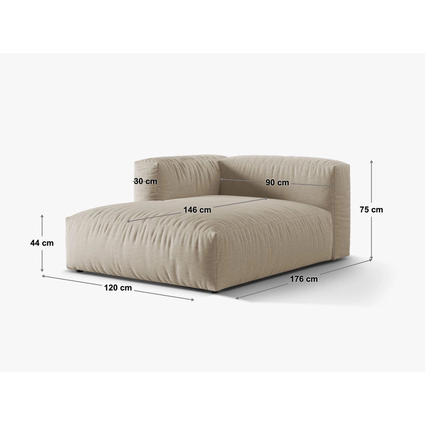 Martina Modulares Sofa Sitzelement, Linke Seite, aus Samt, Cord, Boucle oder Strukturstoff, 176x120 cm von Micadoni – Bild 2