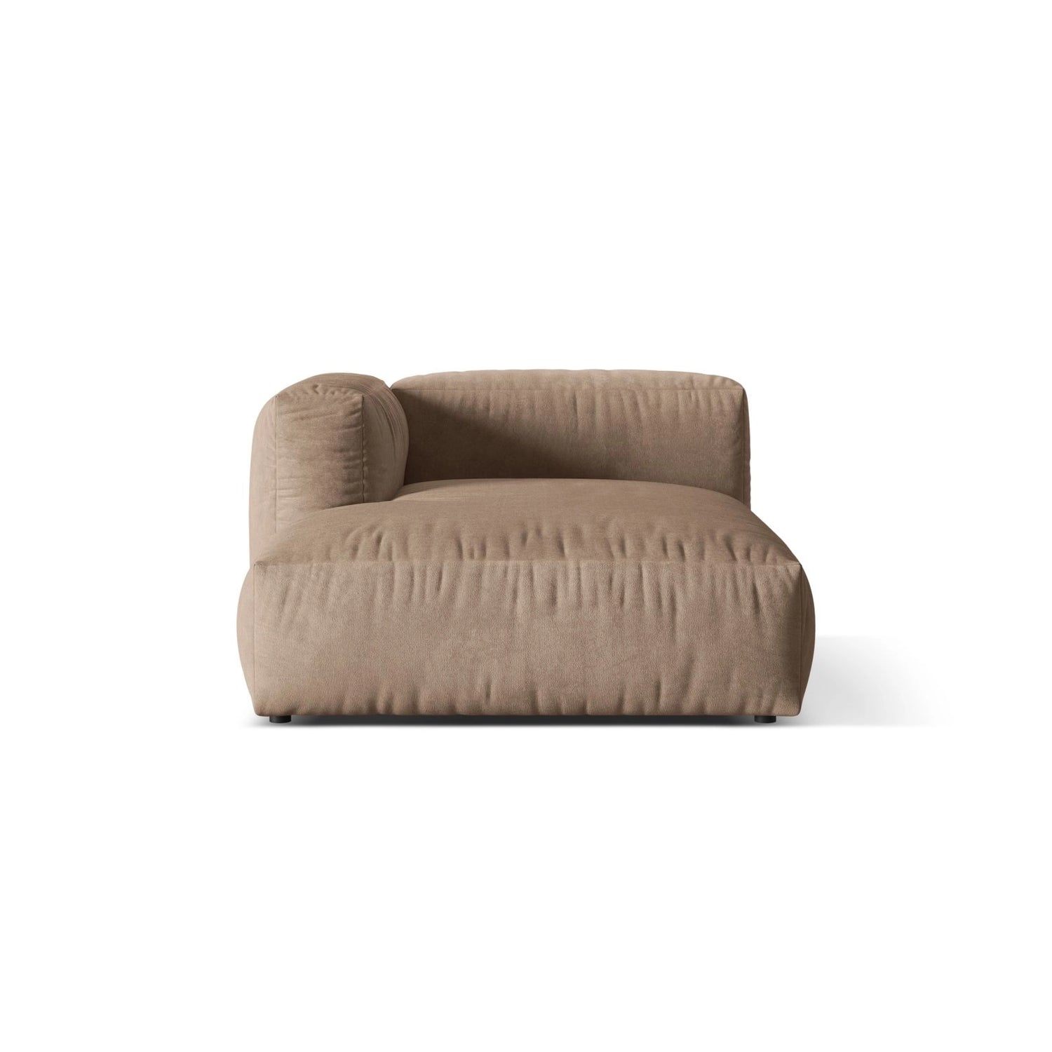 Martina Modulares Sofa Sitzelement, Linke Seite, aus Samt in Dunkelbeige (Vogue 3), 176x120 cm von Micadoni – Bild 1