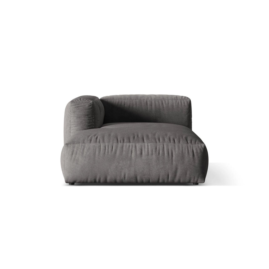 Martina Modulares Sofa Sitzelement, Linke Seite, aus Samt in Grau (Vogue 15), 176x120 cm von Micadoni – Bild 1