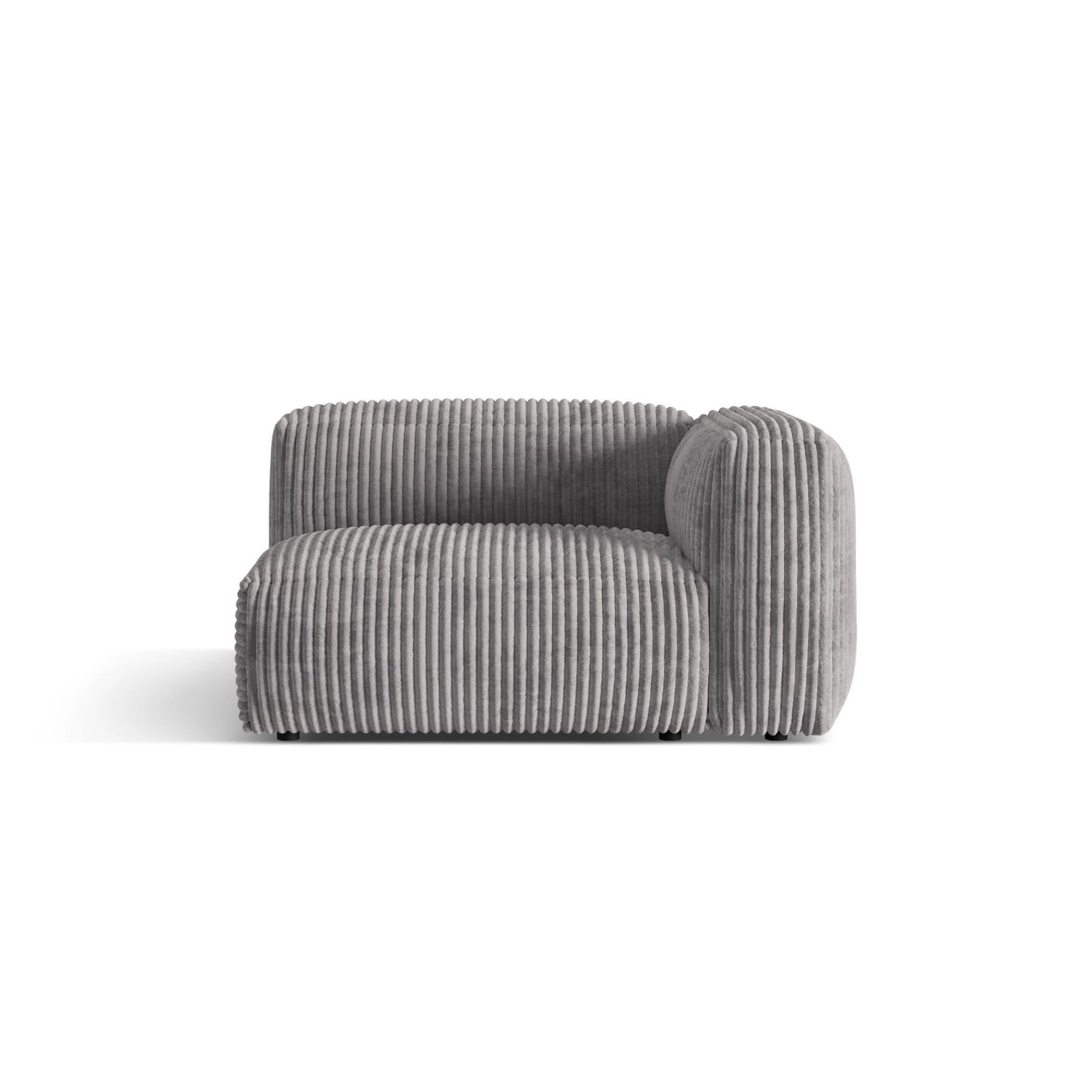 Martina Modulares Sofa Sitzelement, Rechte Seite, Sitztiefe 76 cm, aus Cord in Hellgrau (Tilia 86), 120x106 cm von Micadoni – Bild 1