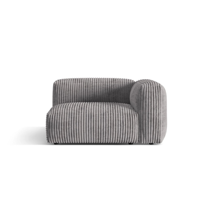 Martina Modulares Sofa Sitzelement, Rechte Seite, Sitztiefe 76 cm, aus Cord in Hellgrau (Tilia 86), 120x106 cm von Micadoni – Bild 1