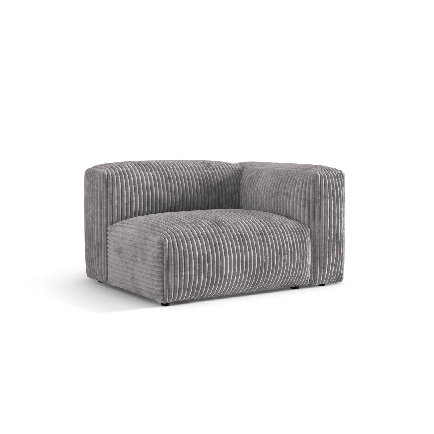 Martina Modulares Sofa Sitzelement, Rechte Seite, Sitztiefe 76 cm, aus Cord in Hellgrau (Tilia 86), 120x106 cm von Micadoni – Bild 3