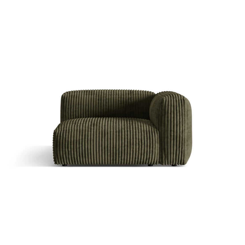 Martina Modulares Sofa Sitzelement, Rechte Seite, Sitztiefe 76 cm, aus Cord in Moosgrün (Tilia 37), 120x106 cm von Micadoni – Bild 1