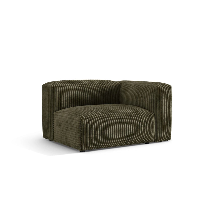 Martina Modulares Sofa Sitzelement, Rechte Seite, Sitztiefe 76 cm, aus Cord in Moosgrün (Tilia 37), 120x106 cm von Micadoni – Bild 3
