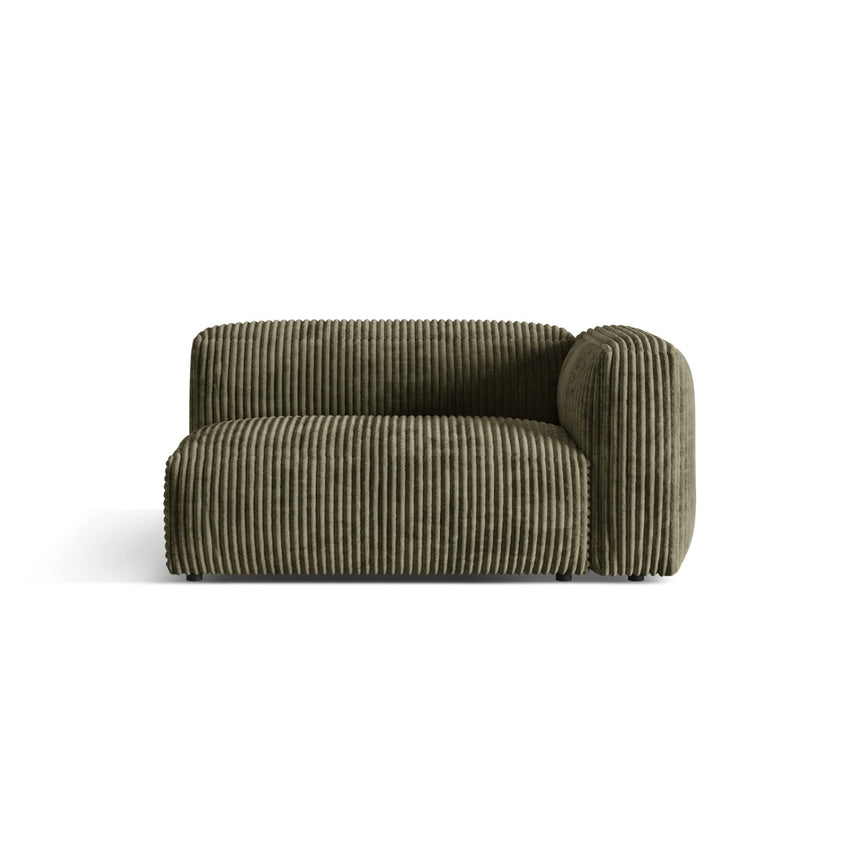 Martina Modulares Sofa Sitzelement, Rechte Seite, Sitztiefe 76 cm, aus Cord in Moosgrün (Tilia 37), 160x106 cm von Micadoni – Bild 1